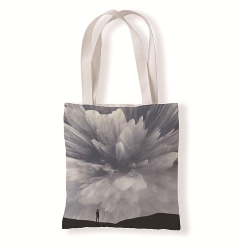 Hixingo Strandtasche Leinwand Groß Damen Herren, Strandtasche Faltbar XXL Familie Badetasche Leichte, Reisen Beach Tote Bag für Strand Pool Fitnessstudio Einkaufen (37 * 33cm,Mondball 3) von Hixingo