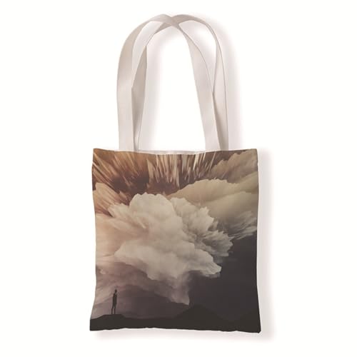 Hixingo Strandtasche Leinwand Groß Damen Herren, Strandtasche Faltbar XXL Familie Badetasche Leichte, Reisen Beach Tote Bag für Strand Pool Fitnessstudio Einkaufen (37 * 33cm,Mondball 9) von Hixingo