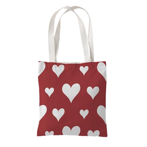 Hixingo Strandtasche Leinwand Groß Damen Herren, Strandtasche Faltbar XXL Familie Badetasche Leichte, Reisen Beach Tote Bag für Strand Pool Fitnessstudio Einkaufen (37 * 33cm,Rotes Herz 4) von Hixingo