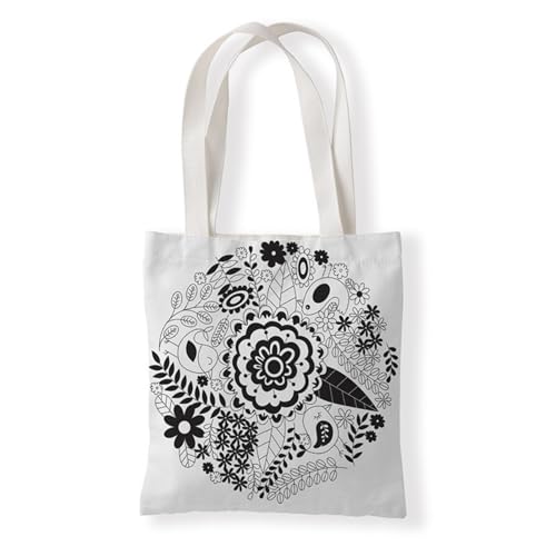 Hixingo Strandtasche Leinwand Groß Damen Herren, Strandtasche Faltbar XXL Familie Badetasche Leichte, Reisen Beach Tote Bag für Strand Pool Fitnessstudio Einkaufen (37 * 33cm,Schwarzdruck 2) von Hixingo