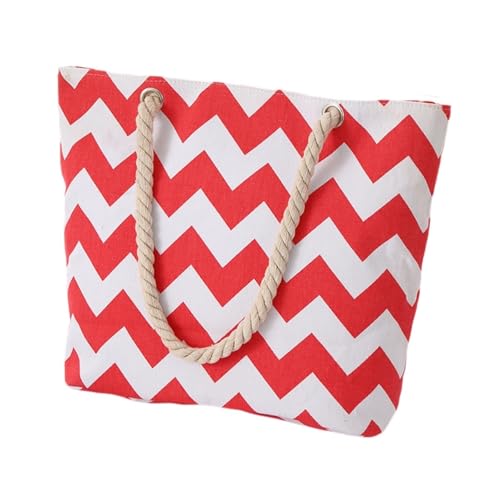 Hixingo Strandtasche Leinwand Groß Damen Herren, Strandtasche Faltbar XXL Familie Badetasche Leichte, Reisen Beach Tote Bag für Strand Pool Fitnessstudio Einkaufen (41 * 7 * 35cm,Hellrot) von Hixingo