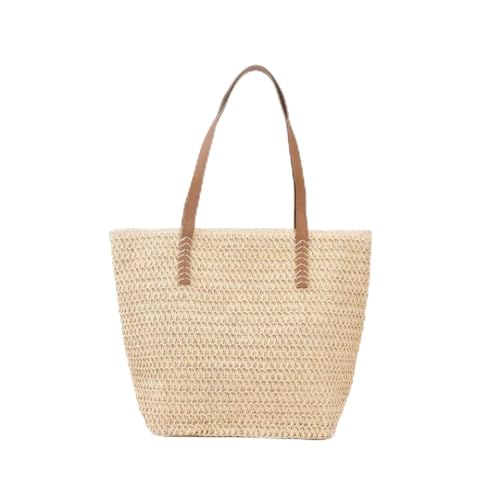 Hixingo Strandtasche Stroh Groß Damen Herren, Strandtasche Faltbar XXL Familie Badetasche Leichte, Reisen Beach Tote Bag für Strand Pool Fitnessstudio Einkaufen (30 * 13 * 34cm,Beige) von Hixingo