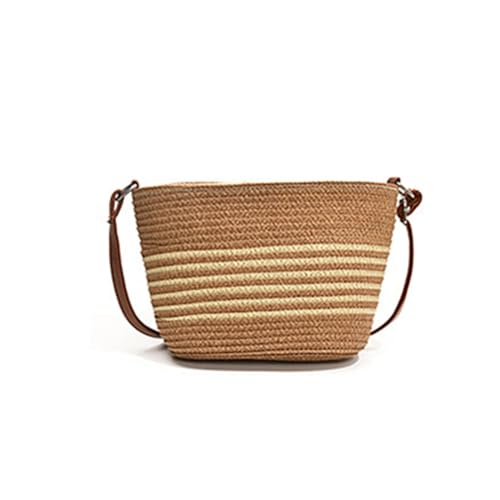 Hixingo Strohtaschen Damen Groß Kapazität Strandtasche Totes Taschen, Sommer Boho Strand Gewebte Tasche Frauen Schultertaschen, Strohsack für Reisen und Urlaub (Khaki,25x16x9cm) von Hixingo