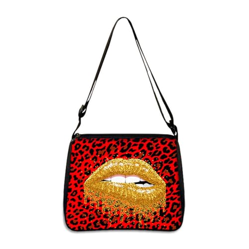 Hixingo Tote Bag Tragetasche Damen Groß Druck Shopper Handtasche Schultertasche Umhängetasche Vielseitige Uni Tasche für Arbeit Schule Shopper Lässige Täglich (Gold,22 * 20 * 7cm) von Hixingo