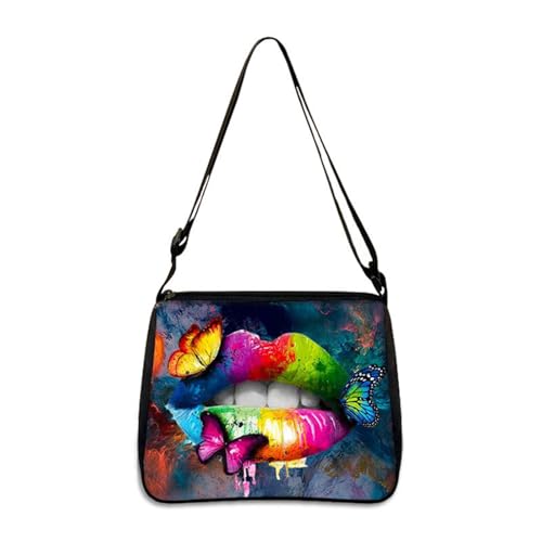 Hixingo Tote Bag Tragetasche Damen Groß Druck Shopper Handtasche Schultertasche Umhängetasche Vielseitige Uni Tasche für Arbeit Schule Shopper Lässige Täglich (Schmetterling,22 * 20 * 7cm) von Hixingo