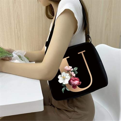 Hixingo Tote Bag Tragetasche Damen Groß Schwarz Shopper Handtasche Schultertasche Umhängetasche Vielseitige Uni Tasche für Arbeit Schule Shopper Lässige Täglich (U,22 * 20 * 7cm) von Hixingo