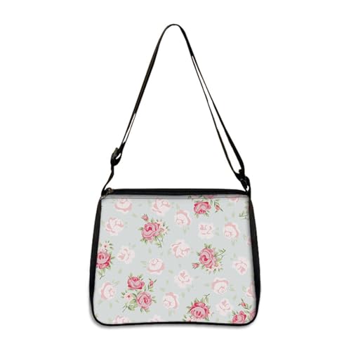 Hixingo Tote Bag Tragetasche Damen Groß Shopper Handtasche Schultertasche Umhängetasche Vielseitige Uni Tasche für Arbeit Schule Shopper Lässige Täglich, Klassiker Blumen (Rose,22 * 20 * 7cm) von Hixingo
