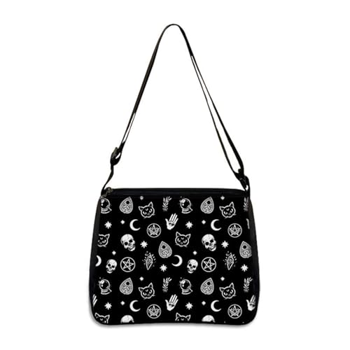 Hixingo Tote Bag Tragetasche Damen Groß Shopper Handtasche Schultertasche Umhängetasche Vielseitige Uni Tasche für Arbeit Schule Shopper Lässige Täglich, Skeleton Katze (Katze,22 * 20 * 7cm) von Hixingo