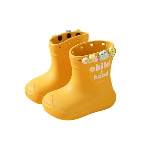Hixingo Waterproof Lightweight Toddler Rain Boots for Little Kids Unisex Boys Girls Easy on Handle Non-Slip Children Wellies Rainboots Outdoors for School, 7.5-13.5 UK Child (Gelb,26) von Hixingo