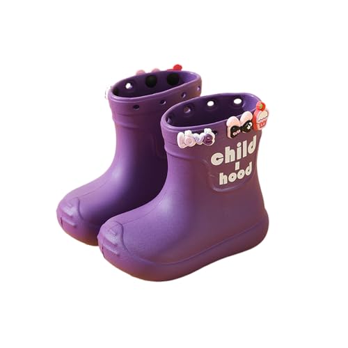 Hixingo Waterproof Lightweight Toddler Rain Boots for Little Kids Unisex Boys Girls Easy on Handle Non-Slip Children Wellies Rainboots Outdoors for School, 7.5-13.5 UK Child (Lila,29.5) von Hixingo