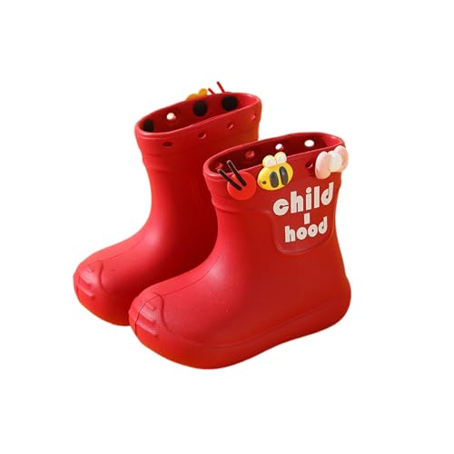Hixingo Waterproof Lightweight Toddler Rain Boots for Little Kids Unisex Boys Girls Easy on Handle Non-Slip Children Wellies Rainboots Outdoors for School, 7.5-13.5 UK Child (Rot,28) von Hixingo