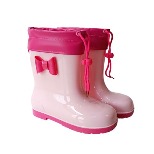 Hixingo Winter Gummistiefel Kinder Rutschfest, Regenstiefel Mädchen Wasserdicht Gummistiefel,Regenschuhe Leicht Outdoor Kinderstiefel (Rosérot,28) von Hixingo