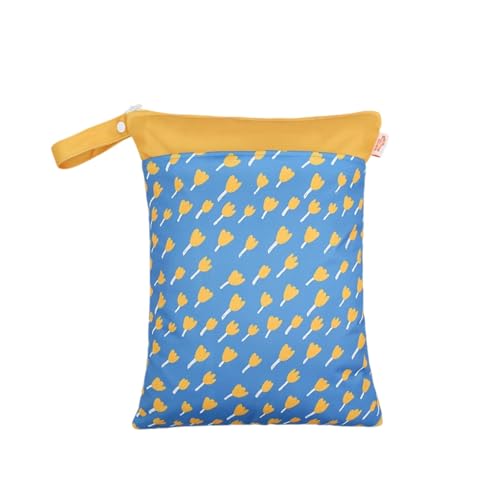 Hixingo wasserdichte Nasstasche, Blume Muster Nasstaschen Nass Trocken Beutel Kinder 1/2/4 Stück Wiederverwendbar Wetbag mit Reißverschluss Nassbeutel Kindergarten (Gelb Blume,1 Stück) von Hixingo