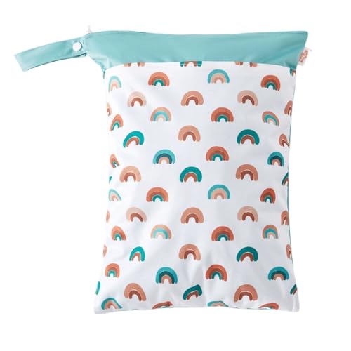 Hixingo wasserdichte Nasstasche, Karikatur Stil Nasstaschen Nass Trocken Beutel Kinder 1/2/4 Stück Wiederverwendbar Wetbag mit Reißverschluss Nassbeutel Kindergarten (Regenbogen,2 Stück) von Hixingo