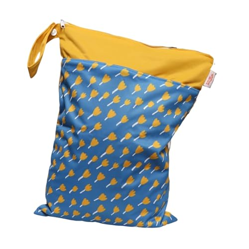 Hixingo wasserdichte Nasstasche, Nasstaschen Nass Trocken Beutel Kinder 1/2/4 Stück Wiederverwendbar Wetbag mit Reißverschluss Nassbeutel Kindergarten Wäschesack (Gelb Blume B,2 Stück) von Hixingo