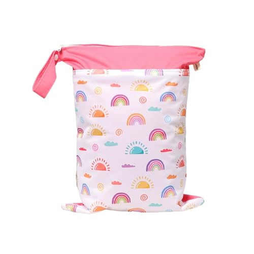 Hixingo wasserdichte Nasstasche, Nasstaschen Nass Trocken Beutel Kinder 1/2/4 Stück Wiederverwendbar Wetbag mit Reißverschluss Nassbeutel Kindergarten Wäschesack (Regenbogen D,2 Stück) von Hixingo