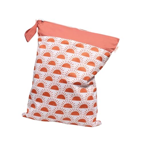 Hixingo wasserdichte Nasstasche, Nasstaschen Nass Trocken Beutel Kinder 1/2/4 Stück Wiederverwendbar Wetbag mit Reißverschluss Nassbeutel Kindergarten Wäschesack (Sonnenaufgang B,1 Stück) von Hixingo