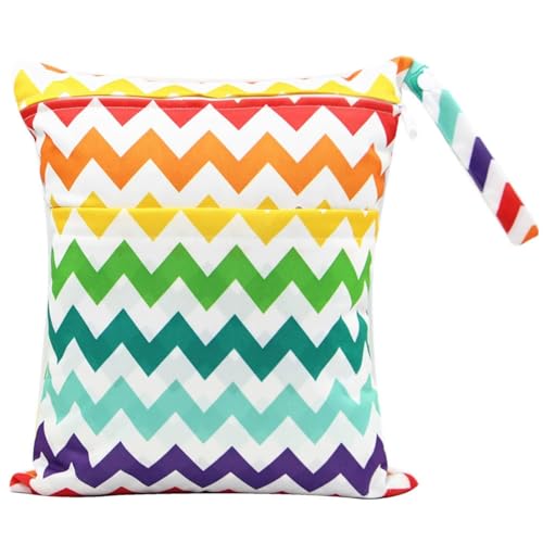 Hixingo wasserdichte Nasstasche, Nasstaschen Nass Trocken Beutel Kinder Wiederverwendbar Wetbag mit Reißverschluss 30x36cm Nassbeutel Kindergarten Wäschesack (Bunt B,2 Stück) von Hixingo