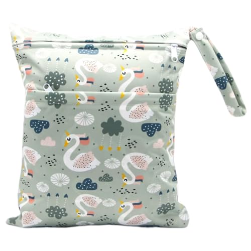 Hixingo wasserdichte Nasstasche, Nasstaschen Nass Trocken Beutel Kinder Wiederverwendbar Wetbag mit Reißverschluss 30x36cm Nassbeutel Kindergarten Wäschesack (Gans D,1 Stück) von Hixingo