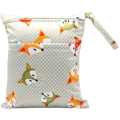 Hixingo wasserdichte Nasstasche, Nasstaschen Nass Trocken Beutel Kinder Wiederverwendbar Wetbag mit Reißverschluss 30x36cm Nassbeutel Kindergarten Wäschesack (Gepunktet D,1 Stück) von Hixingo