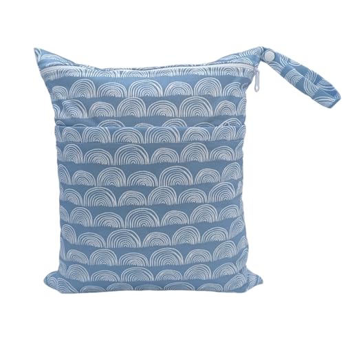 Hixingo wasserdichte Nasstasche, Nasstaschen Nass Trocken Beutel Kinder Wiederverwendbar Wetbag mit Reißverschluss 30x36cm Nassbeutel Kindergarten Wäschesack (Regenbogen E,1 Stück) von Hixingo