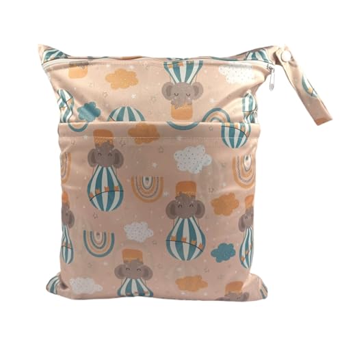 Hixingo wasserdichte Nasstasche, Nasstaschen Nass Trocken Beutel Kinder Wiederverwendbar Wetbag mit Reißverschluss 30x36cm Nassbeutel Kindergarten Wäschesack für Reise (Wolken,2 Stück) von Hixingo