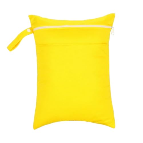 Hixingo wasserdichte Nasstasche, Nasstaschen Nass Trocken Beutel Kinder Wiederverwendbar Wetbag mit Reißverschluss 30x40cm Nassbeutel Kindergarten Wäschesack für Reise (Gelb,4 Stück) von Hixingo
