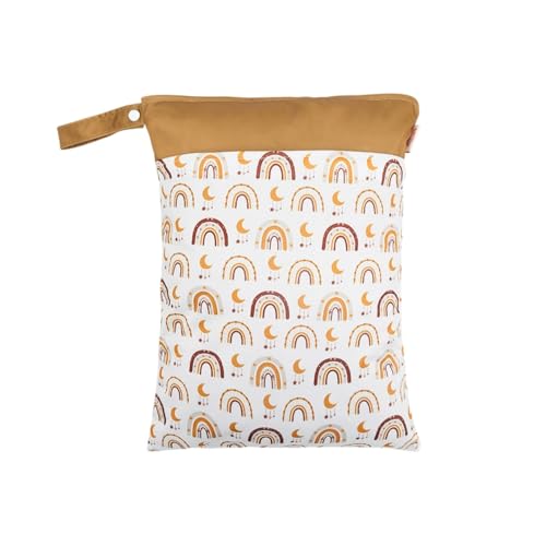 Hixingo wasserdichte Nasstasche, Regenbogen Muster Nasstaschen Nass Trocken Beutel Kinder 1/2/4 Stück Wiederverwendbar Wetbag mit Reißverschluss Nassbeutel Kindergarten (Halbmond,1 Stück) von Hixingo