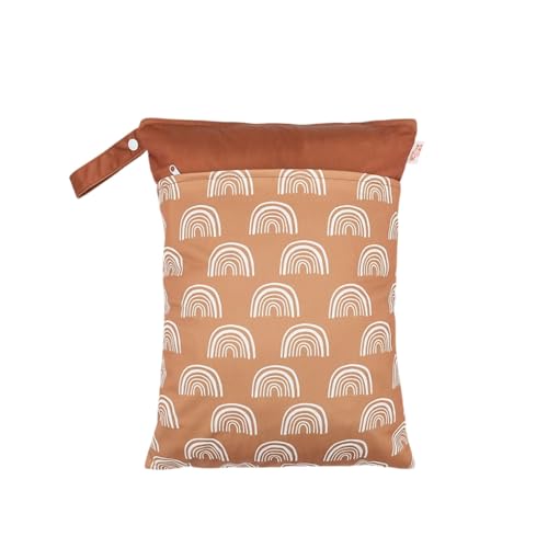 Hixingo wasserdichte Nasstasche, Regenbogen Muster Nasstaschen Nass Trocken Beutel Kinder 1/2/4 Stück Wiederverwendbar Wetbag mit Reißverschluss Nassbeutel Kindergarten (Kamelfarbe,1 Stück) von Hixingo