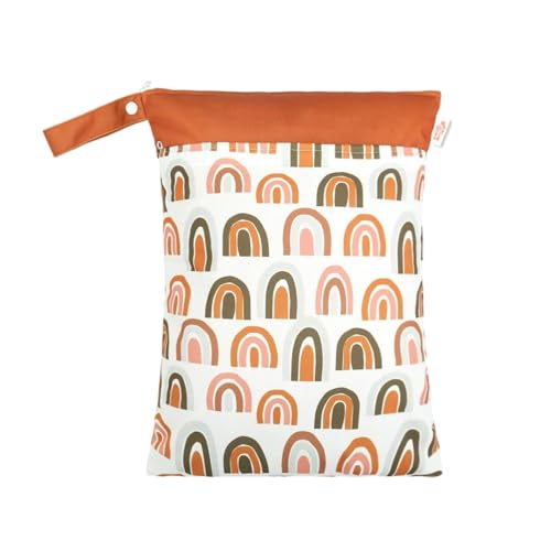 Hixingo wasserdichte Nasstasche, Regenbogen Muster Nasstaschen Nass Trocken Beutel Kinder 1/2/4 Stück Wiederverwendbar Wetbag mit Reißverschluss Nassbeutel Kindergarten (Karamellfarbe,2 Stück) von Hixingo
