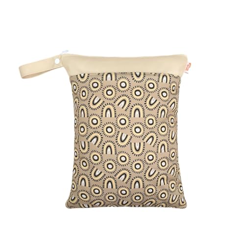 Hixingo wasserdichte Nasstasche, Regenbogen Muster Nasstaschen Nass Trocken Beutel Kinder 1/2/4 Stück Wiederverwendbar Wetbag mit Reißverschluss Nassbeutel Kindergarten (Khakifarbe,1 Stück) von Hixingo