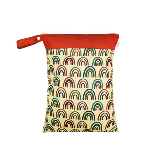 Hixingo wasserdichte Nasstasche, Regenbogen Muster Nasstaschen Nass Trocken Beutel Kinder 1/2/4 Stück Wiederverwendbar Wetbag mit Reißverschluss Nassbeutel Kindergarten (Regenbogen 2,2 Stück) von Hixingo