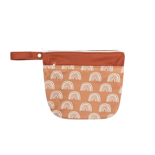 Hixingo wasserdichte Nasstasche, Regenbogen Muster Nasstaschen Nass Trocken Beutel Kinder 20x28cm Wiederverwendbar Wetbag mit Reißverschluss Nassbeutel Kindergarten (Kamelfarbe,2 Stück) von Hixingo