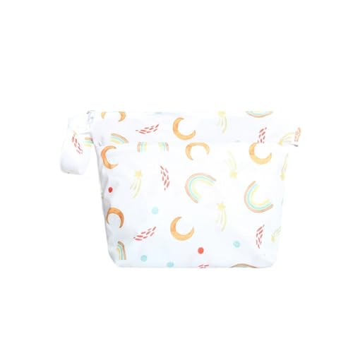 Hixingo wasserdichte Nasstasche, Regenbogen Muster Nasstaschen Nass Trocken Beutel Kinder 20x28cm Wiederverwendbar Wetbag mit Reißverschluss Nassbeutel Kindergarten (Mond,2 Stück) von Hixingo