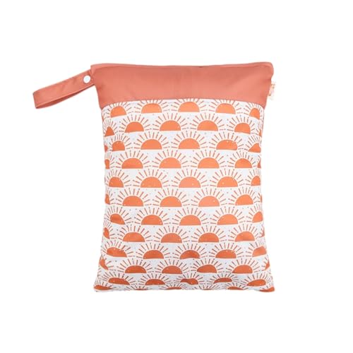 Hixingo wasserdichte Nasstasche, Sonne Muster Nasstaschen Nass Trocken Beutel Kinder 1/2/4 Stück Wiederverwendbar Wetbag mit Reißverschluss Nassbeutel Kindergarten (Wassermelonenrot,2 Stück) von Hixingo