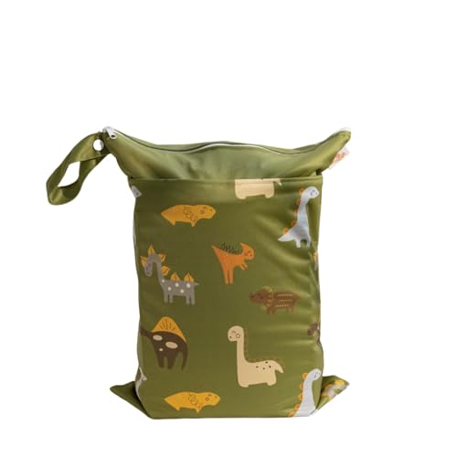 Hixingo wasserdichte Nasstasche,Dinosaurier Muster Nasstaschen Nass Trocken Beutel Kinder 1/2/4 Stück Wiederverwendbar Wetbag mit Reißverschluss Nassbeutel Kindergarten (Karikatur,2 Stück) von Hixingo