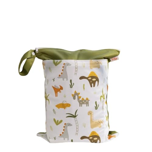 Hixingo wasserdichte Nasstasche,Dinosaurier Muster Nasstaschen Nass Trocken Beutel Kinder 1/2/4 Stück Wiederverwendbar Wetbag mit Reißverschluss Nassbeutel Kindergarten (Pflanze,2 Stück) von Hixingo