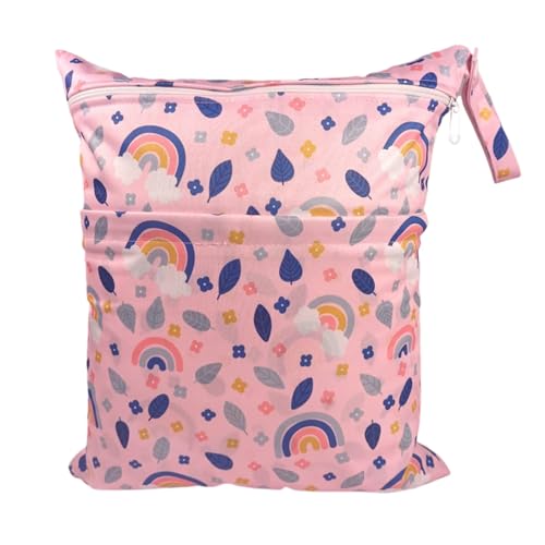 Hixingo wasserdichte Nasstasche,Nasstaschen Nass Trocken Beutel Kinder Wiederverwendbar Wetbag mit Reißverschluss 30x36cm Nassbeutel Kindergarten Wäschesack für Reise (Blatt D,2 Stück) von Hixingo