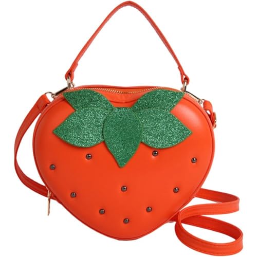 HiyyFloy Geldbörse in Erdbeerform Für Damen, Originelle Handtaschen, Einzigartige Umhängetasche Kette Für Teenager Verstellbarem Schultergurt von HiyyFloy