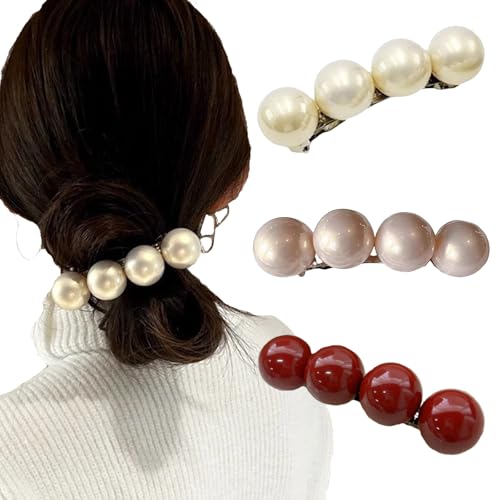 Perlen-Haarspangen, französisches Metall, Haarspangen, 3 Stück, Hochzeits-Haar-Accessoires, Pferdeschwanz-Halter, große Haarnadeln, täglicher Gebrauch, Geschenk für Frauen und Mädchen Perlen-Haarspangen, französisches Metall, Haarspangen, 3 Stück, Hochzeits-Haar-Accessoires, Pferdeschwanz-Halter, große Haarnadeln, täglicher Gebrauch, Geschenk für Frauen und Mädchen von HizeJie