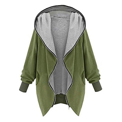 Herbst Winter Damen Oversize Sweatjacke Lose Kapuzenjacke Zipper Hoodie Mantel,Kanpola BeiläUfige GefüTtert Winterjacke Lang Windbreaker Einfarbig Wintermantel von HizoeChu
