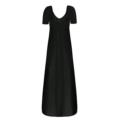 Kanpola Damen Nachthemden Kleid Lang Große Größen Locker Winter Worm Baumwolle Bademäntel Morgenmäntel Elegant Schlafanzüge Nachtwäsche (40, 11-Schwarz) von HizoeChu