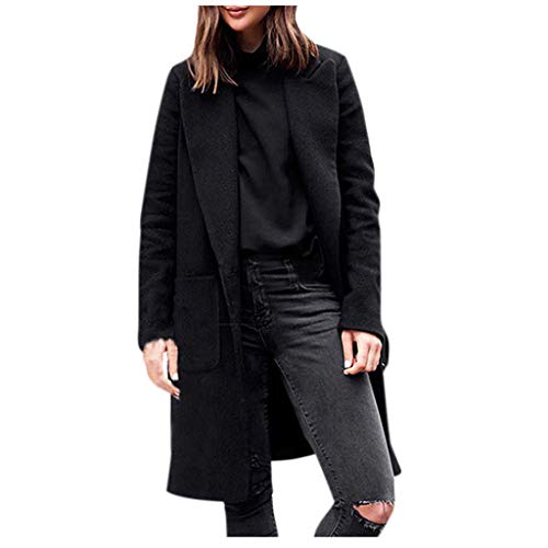 Winter Mantel für Damen Lang Wollmantel GroßE GrößEn Trenchcoat,Kanpola Warm Frauenmantel BeiläUfige Business Blazermantel mit Eingekerbter-Kragen Taschen Lose Outwear von HizoeChu