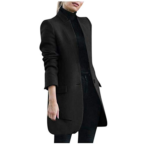 Wollmantel Damen Lang Blazer Business LäSsige üBergangsjacke Elegant Cardigan Herbst Winter Doppelreihiger Blazermantel Kanpola von HizoeChu