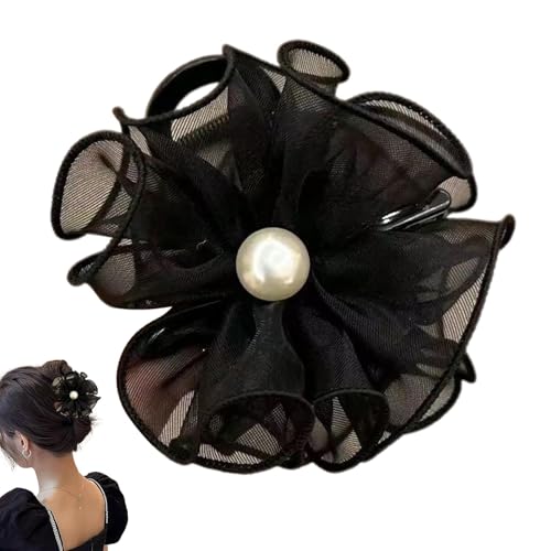 Blumen-Haarklammer, starker Halt, Perle, Acryl, Haarstyling-Zubehör, Feen-Pferdeschwanz-Haarhalter, rutschfeste Damen-Haarspangen, einfach zu bedienen, tragbar für Feen-Pferdeschwanz-Haarschmuck von Hjatirace