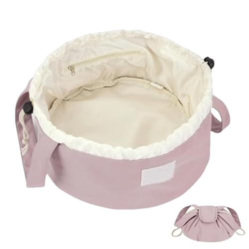 Kosmetiktasche mit Kordelzug, großer Make-up-Organizer, tragbare Make-up-Tasche, Kosmetik-Organizer, Reise-Kosmetik-Organizer, tragbare Make-up-Tasche mit Kordelzug für Damen, dunkelrosa, Refer to von Hjatirace