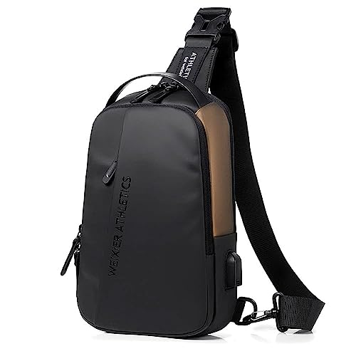 Hjkiopc Brusttasche Sling Bag Herren Kleine Umhängetasche Outdoor Wasserdicht Lässige Herrentasche Leichte Riementasche für Arbeit Reisen Wandern Alltag von Hjkiopc