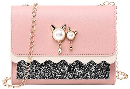 Hjkiopc Mädchenkette Minitasche,Kleine Mädchen rosa Kleine Tasche,Kleine Mädchenhandtasche,Mädchenhandtasche mit Großem Fassungsvermögen mit Abnehmbarer Kette von Hjkiopc