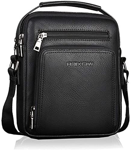 Hjkiopc Umhängetasche Herren Schultertasch Crossbody Handytasche Messenger Bag Herrentasche Shulder Bag Leder Brusttasche (Schwarz) von Hjkiopc