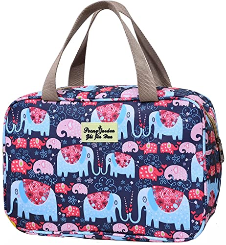 Kulturbeutel Damen Kulturbeutel Große Damen Kulturbeutel Tragbare Damenkosmetiktasche Reise-Make-up-Tasche wasserdichte tragbare Kosmetiktasche (Blau Elefant) von Hjkiopc